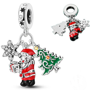Charm Sterlingsilber 925 Weihnachten 3-in-1 Santa, Baum und Stern, Anhänger für Armband Weihnachten
