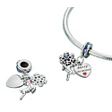 Charm Sterlingsilber 925 Weihnachten 3-in-1 Schneeflocke, Rentier und Herz, Anhänger für Armband Weihnachten