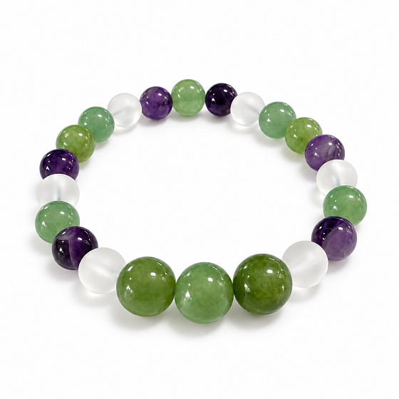 Armband mit Geschichte – Ich wünsche dir Kraft und Gesundheit, natürliche Mineralien, Kugel 8 mm / Handgelenk 14–15 cm