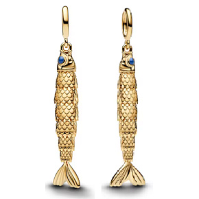 Charm Goldfisch mit blauem Auge Anhänger für Armband – Symbol für Glück, Fülle und Ausdauer