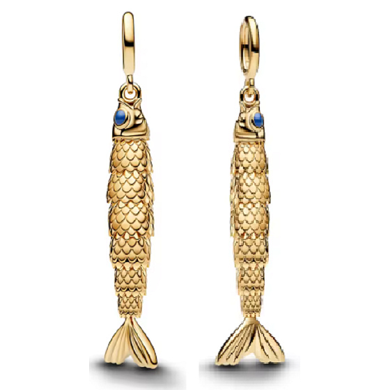 Charm Goldfisch mit blauem Auge Anhänger für Armband – Symbol für Glück, Fülle und Ausdauer