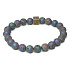 Lava Platin mit königlichem Mantra Om, Armband elastischer Naturstein, Kugel 8 mm / 16-17 cm, geboren aus den vier Elementen