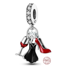 Sterling Silber 925 Chic style - Glas, Kleid, Boot 3in1, Armband Anhänger, Interessen Sterling Silber 925 Chic style - Glas, Kleid, Boot 3in1, Armband Anhänger, Interessen