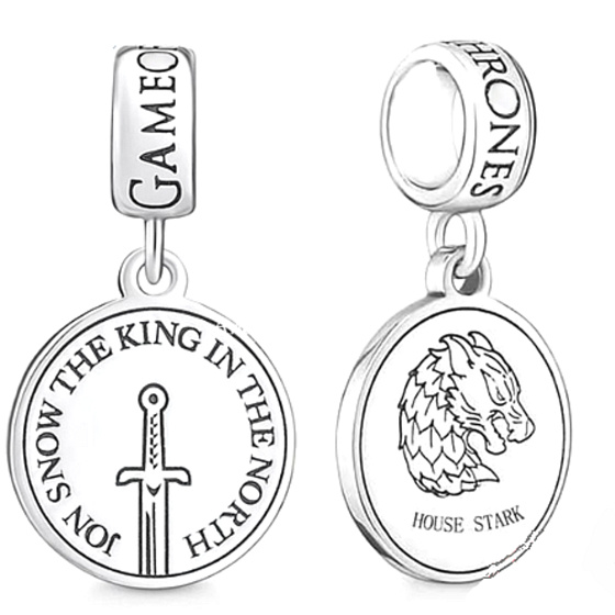 Charme Sterling Silber 925 Game of Thrones Jon Snow, Armband Anhänger, Film