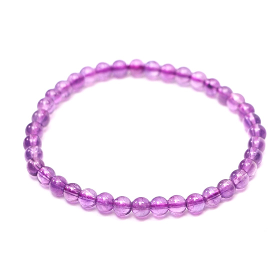 Amethyst-Armband elastisch Naturstein, Kugel 4 mm / 15 cm, für Kinder, Stein der Könige und Bischöfe