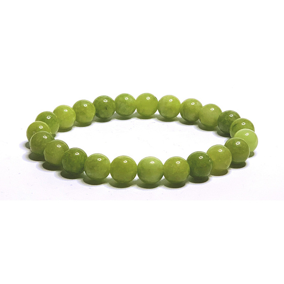 Jade Olive Armband elastisch Naturstein, Kugel 6 mm / 16 - 17 cm