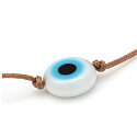 Blau Auge Armband Seil gewebt braun, gold Farbe Ball