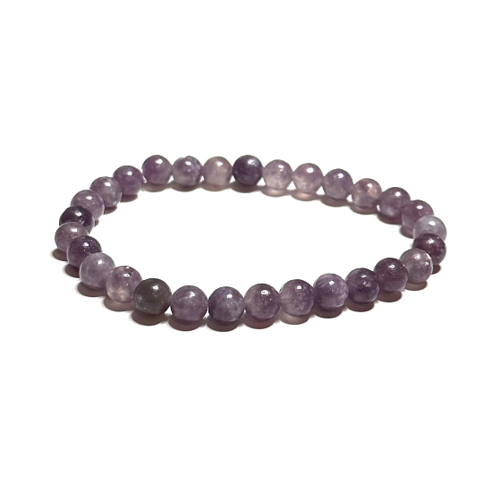Lepidolith hellviolett Armband elastischer Naturstein, Kugel 6 mm / 16 - 17 cm, Amulett der Sportler