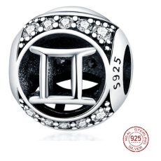 Zwillinge, Sternzeichen, Silber + Zirkonia Armband-Anhänger, Kugel 9 mm 1 Stück Zwillinge, Sternzeichen, Silber + Zirkonia Armband-Anhänger, Kugel 9 mm 1 Stück