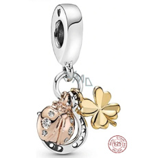 Sterling Silber 925 Trio des Glücks, Hufeisen, vierblättriges Kleeblatt, Marienkäfer 3in1, Armbandanhänger, Tier Sterling Silber 925 Trio des Glücks, Hufeisen, vierblättriges Kleeblatt, Marienkäfer 3in1, Armbandanhänger, Tier