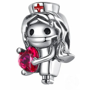 Charme Sterling Silber 925 Krankenschwester, Perle auf Armband Job Charme Sterling Silber 925 Krankenschwester, Perle auf Armband Job