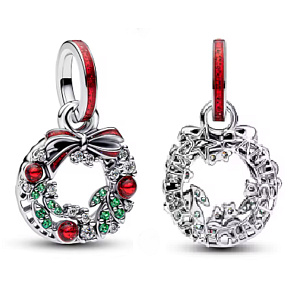 Charm Vánoční věnec, symbol radosti a lásky, přívěsek na náramek vánoce