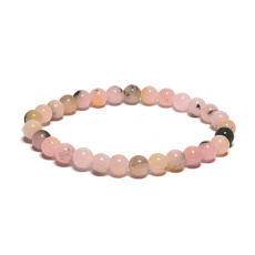 Opal rosa Armband elastisch Naturstein, Kugel 6 mm / 16-17 cm, Stein der Königin, Anziehung, weibliche Intuition und Schönheit