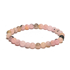 Opal rosa Armband elastisch Naturstein, Kugel 6 mm / 16-17 cm, Stein der Königin, Anziehung, weibliche Intuition und Schönheit