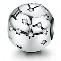 Sterling Silber 925 Tierkreiszeichen Zwillinge + Zirkonia, Perle für Armband 9 mm