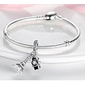 Sterling Silber 925 Paris Eiffelturm + Kamera, Grüße aus Frankreich, 2in1 Reisearmband Anhänger