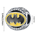 Sterling Silber 925 Batman mit kubischen Zirkonen, Perle für Armband
