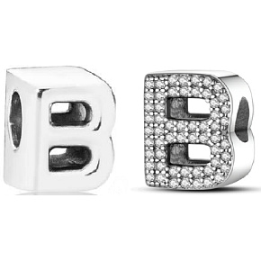 Charme Sterling Silber 925 Alphabet Buchstabe B, Perle für Armband
