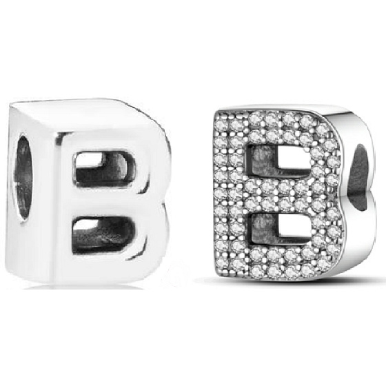 Charme Sterling Silber 925 Alphabet Buchstabe B, Perle für Armband