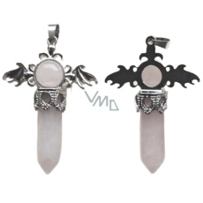 Rosenquarz-Kreuz aus Legierung und Naturstein 5,3 x 3,7 x 12 mm,