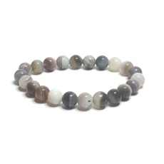 Achat Botswana grau facettiert Armband elastisch Naturstein, Perle 8 mm / 16-17 cm, bringt Erfolg ins Leben