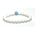 Achat weiß matt + Blaues Auge Armband elastisch Naturstein, Perle 8 mm / 16-17 cm, sorgt für Frieden und Ruhe