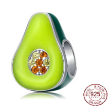Sterling Silber 925 Exotische Avocado, Perle für Armband, Essen und Trinken
