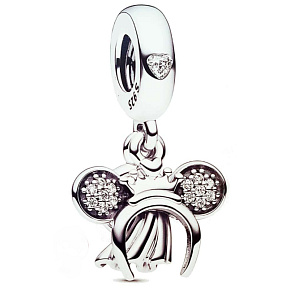 Charme Sterling Silber 925 Disney 2in1 Minnie Mouse Stirnband und Ring, Film-Armband-Anhänger