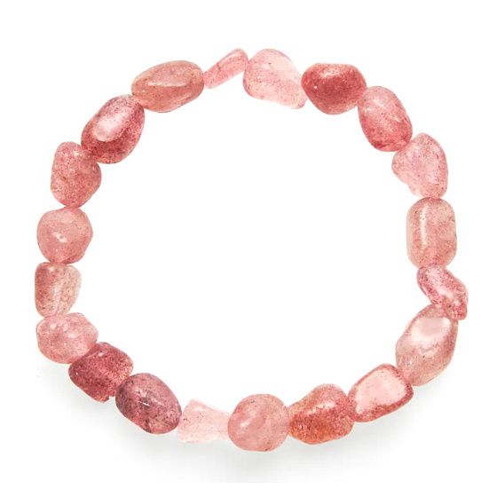 Rosenquarz / Erdbeerquarz Armband getrommelter Naturstein 8 x 12 mm / 19 cm, der vollkommenste Heiler