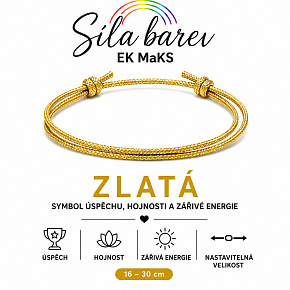 Šňůrkový náramek Síla barev – Zlatá | Symbol úspěchu, hojnosti a zářivé energie | nastavitelný 16 - 30 cm