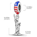 Charm Sterlingsilber 925 USA Amerikanische Flagge - Freiheitsstatue, Anhänger für Reise-Armband