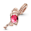 Sterling Silber 925 Rosa Flamingo mit Muranoglas, Tierarmbandanhänger
