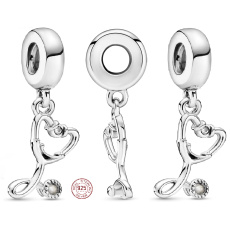 Sterling Silber 925 Stethoskop Herz Anhänger Armband Interessen