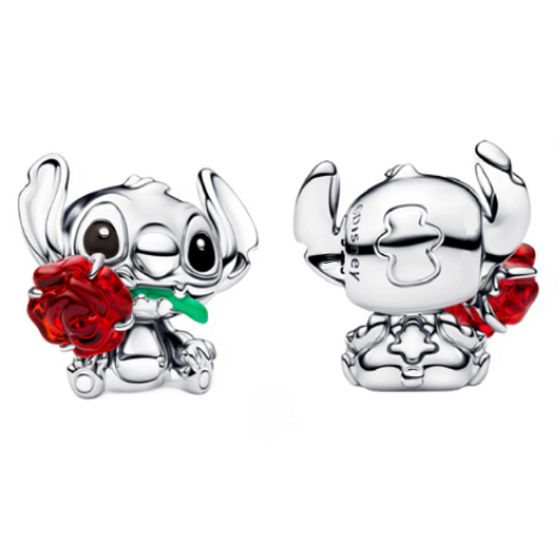 Charm Disney Lilo a Stitch - s růží, korálek na náramek, láska, něha a ohana, film