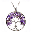 Amethyst-Lebensbaum-Anhänger Naturstein, Heilung, Kettenlänge: 45 + 5 cm, Stein der Könige und Bischöfe