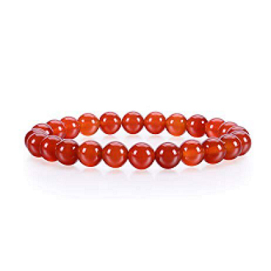Jade rot Armband elastisch Naturstein, Kugel 8 mm / 16 - 17 cm