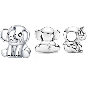 Charme Sterling Silber 925 Elefant für Glück, Perle für Glücksarmband, Tier
