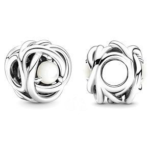 Charme Sterling Silber 925 Unendlicher Kreis der Ewigkeit rot weiß Perle, Perle für Armband
