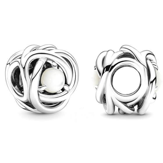 Charme Sterling Silber 925 Unendlicher Kreis der Ewigkeit rot weiß Perle, Perle für Armband