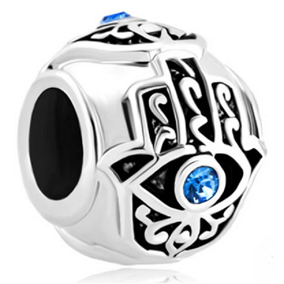 Charme Sterling Silber 925 Hand der Fatima, Perle auf Armband Symbol