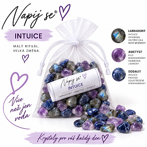 Napij se® intuice – výměnná minerální náplň | Labradorit, Ametyst, Sodalit, 200 g Napij se® intuice – výměnná minerální náplň | Labradorit, Ametyst, Sodalit, 200 g