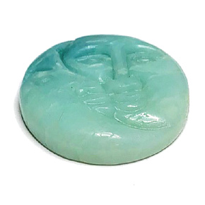 Amazonit Gesicht der Sonne und des Mondes handgeschnitzter Naturstein 5 cm, Stein der Hoffnung