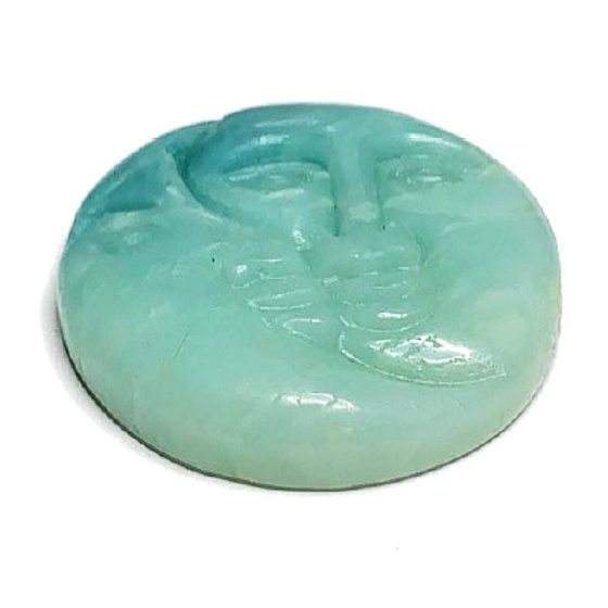 Amazonit Gesicht der Sonne und des Mondes handgeschnitzter Naturstein 5 cm, Stein der Hoffnung