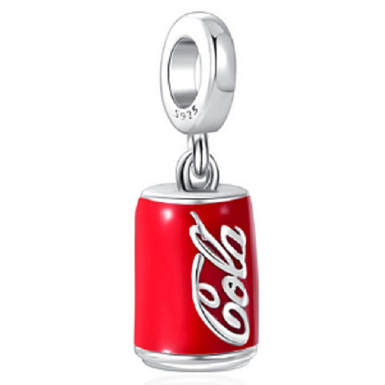Charm Sterling Silber 925 Coca Cola in einer Dose, Armband Anhänger, Essen und Trinken