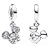 Sterling Silber 925 Disney Glitter Mickey Mouse Kopf Silhouette weiß Zirkonia Anhänger Armband
