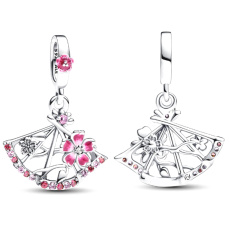 Charm Sterling Silber 925 King of Glory Fan Xiao Qiao Peach Blossom Fan, Anhänger Armband Symbol