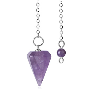 Amethyst lila Pendel Naturstein 2,5 cm + 18 cm Kette mit Perle, Stein der Könige und Bischöfe