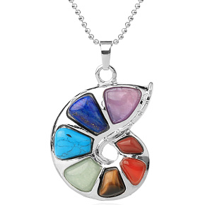 7 Chakren Spiral-Anhänger aus Naturstein 4,2 x 4,2 cm 1 Stück 7 Chakren Spiral-Anhänger aus Naturstein 4,2 x 4,2 cm 1 Stück