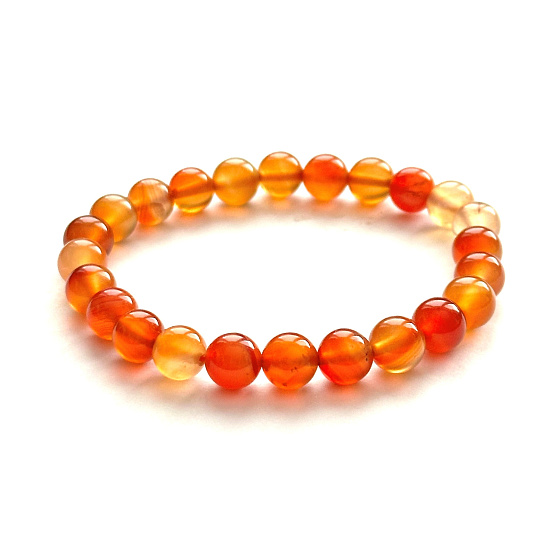 Karneol Armband elastisch Naturstein, Kugel 8 mm / 16 - 17 cm, Lehrt uns hier und jetzt