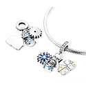Charm Sterlingsilber 925 Weihnachten 3-in-1 Häuschen, Stern, Schneemann, Anhänger für Armband Winter